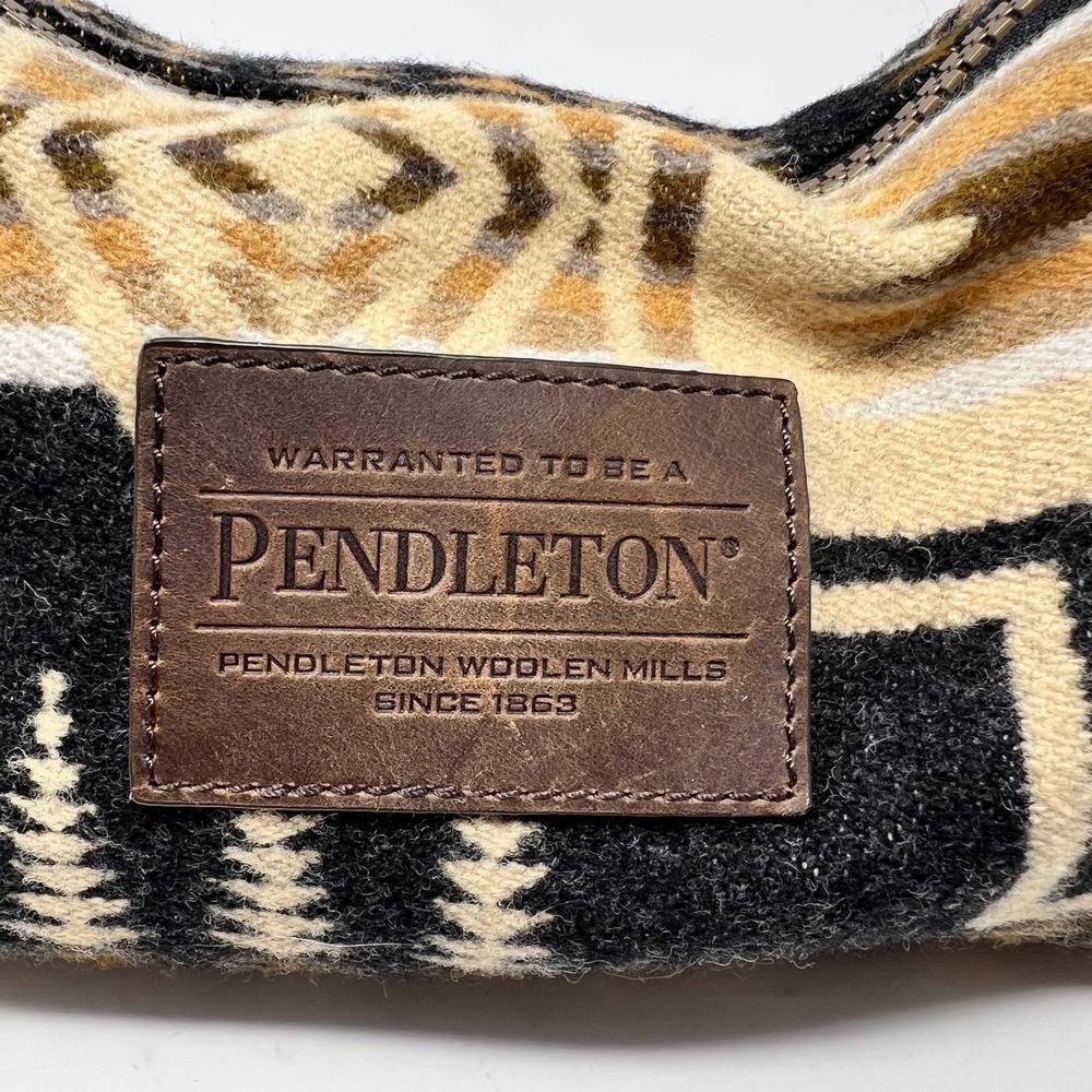 Pendleton Harding Oxford Mix Wool Dopp Bag Leather Strap Crossbody Purse - Picture 4 of 16
